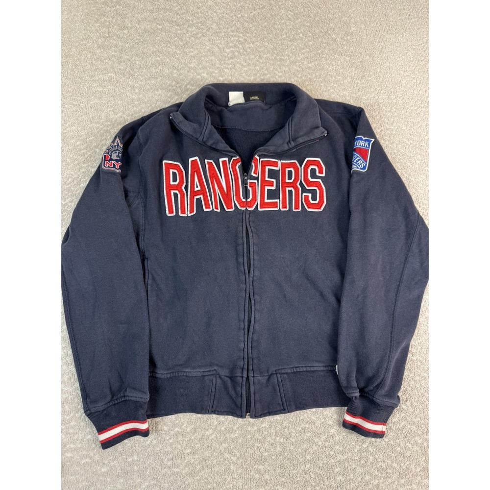 New York Rangers Jacket Mens Large Blue NHL Hockey Old Time Hockey Full Zip